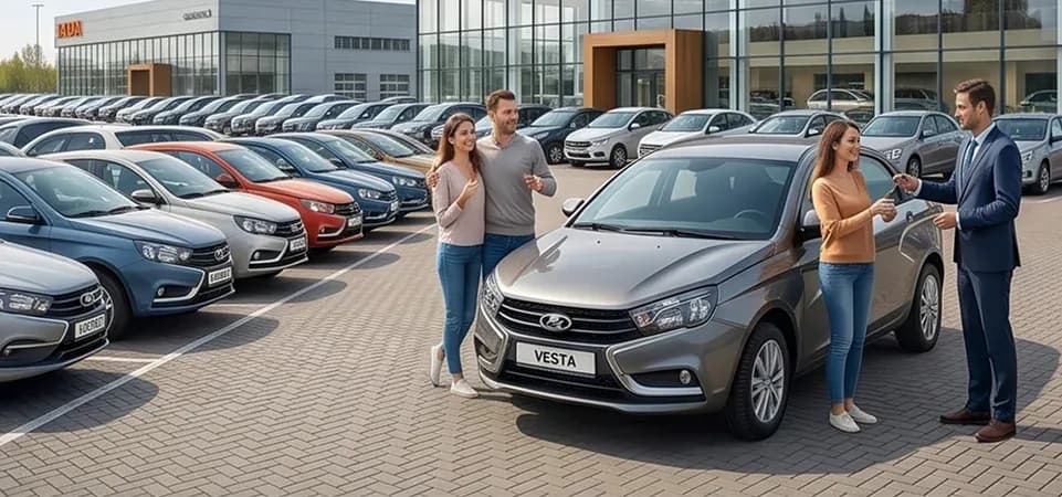 Модели LADA на площадке дилерского центра во Владимире